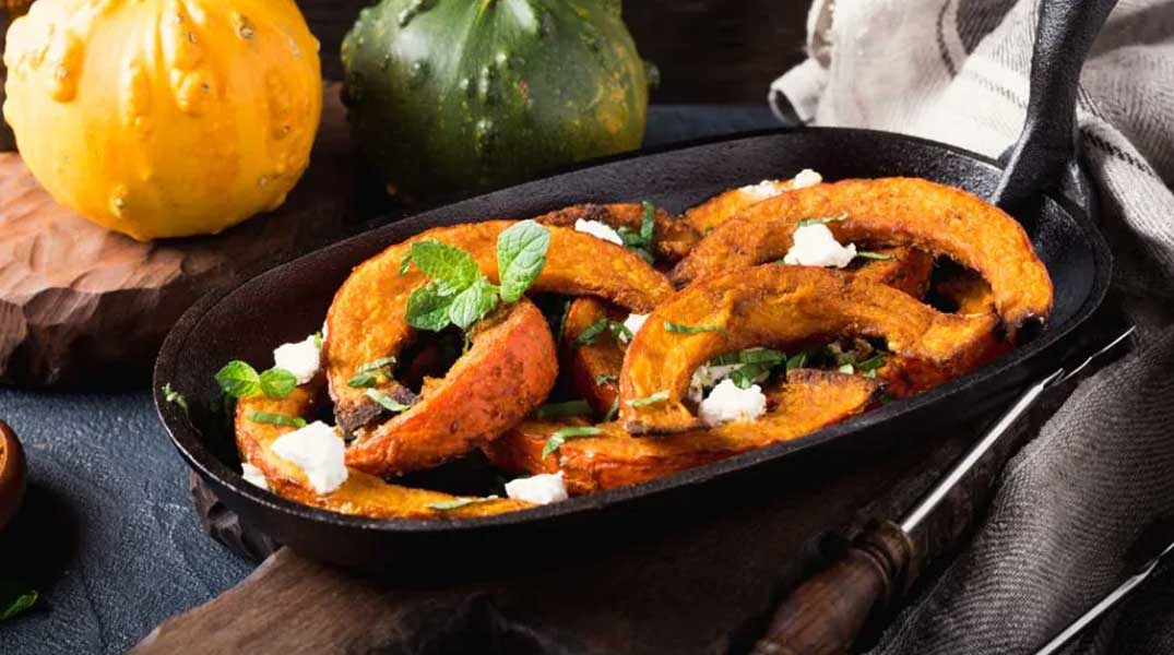 Roasted squash with mint
