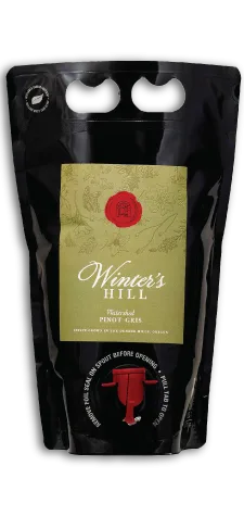 Winter's Hill Pinot gris in a wine pouch