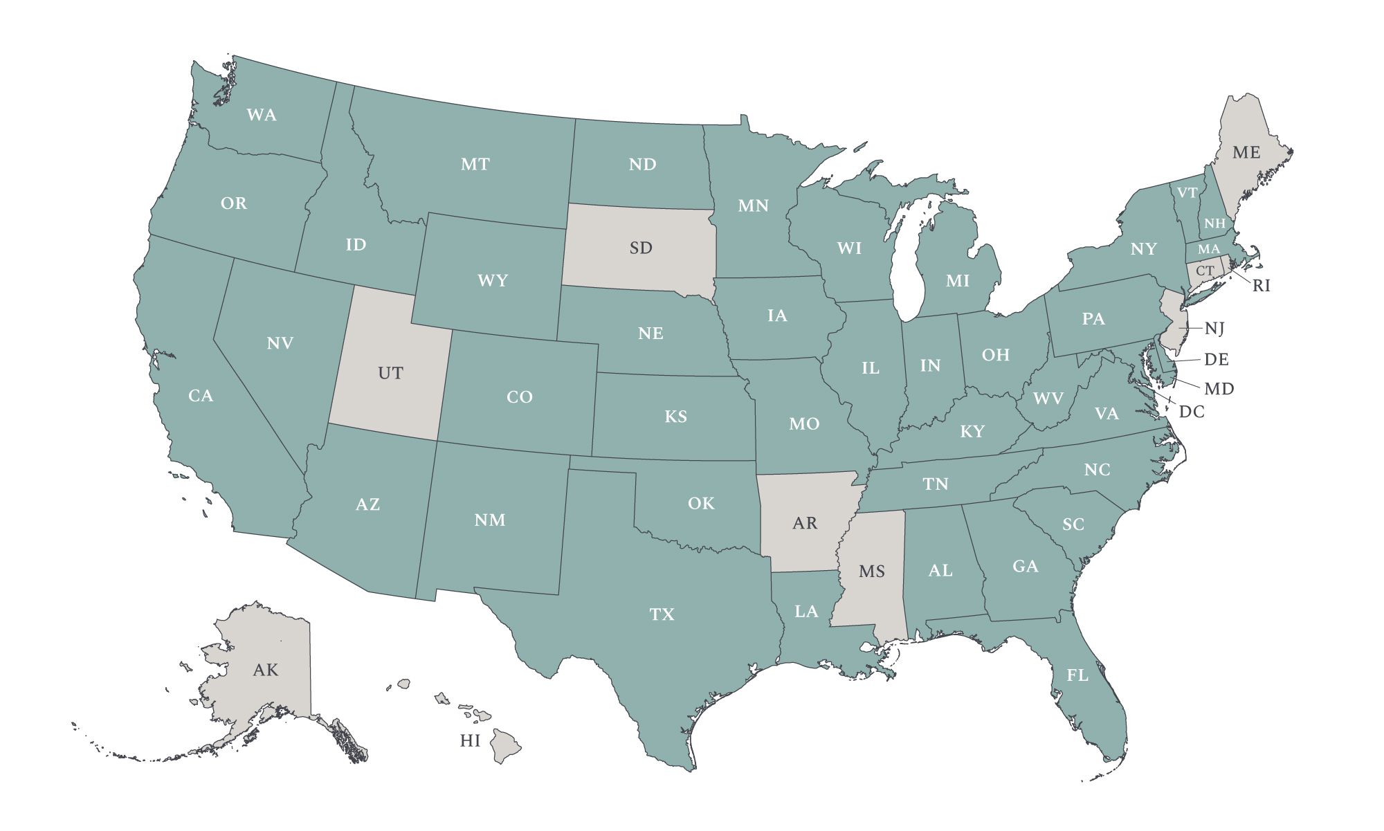 Shipping-States-for-Winters-Hill-Estate - Winter's Hill Estate Winter's Hill Estate can ship to all states highlighted on this map.