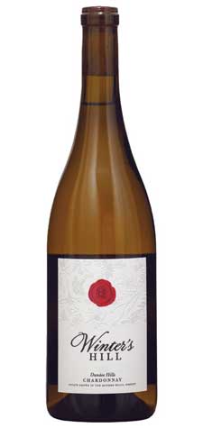 Winters-Hill-Flight-Dundee-Hills-Chardonnay Brown glass wine bottle with a white label reading 'Winter's Hill Chardonnay' on a white background.