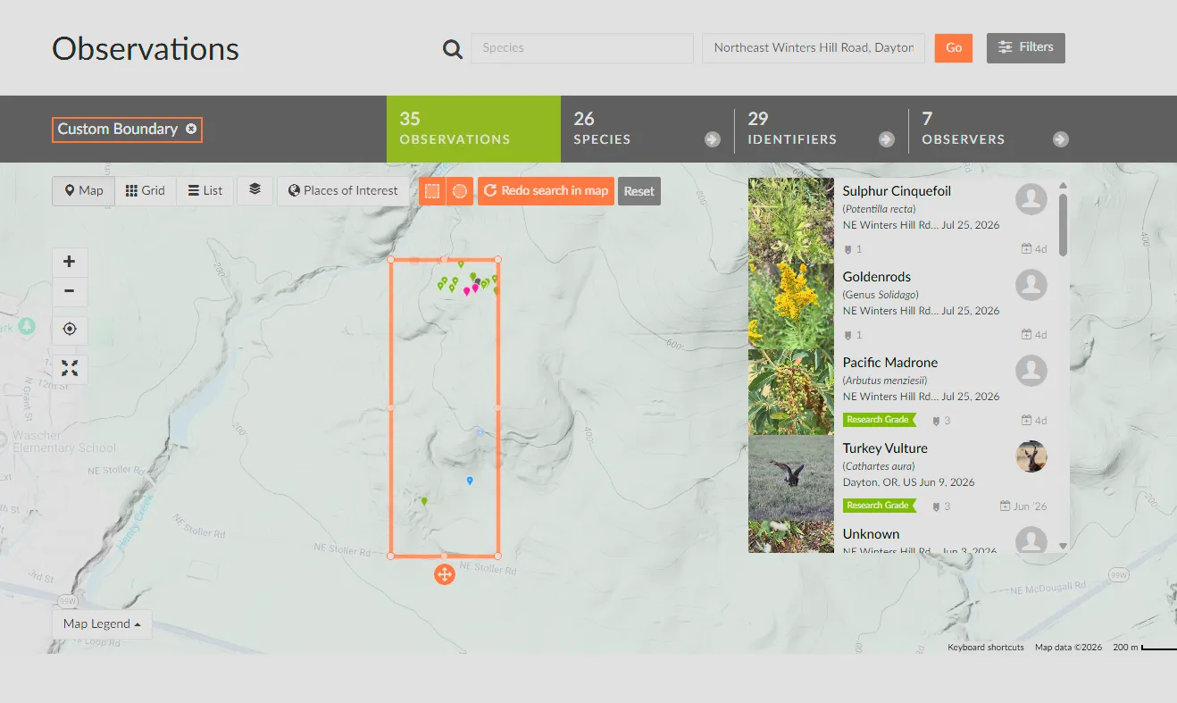 Winter's Hill Estate map on iNaturalist.org